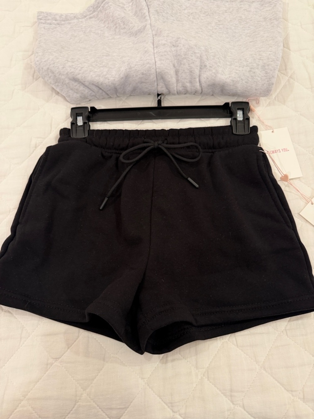 2 Pack Always You Women's Athletic Drawstring Shorts - Light Gray & Black - Picture 2 of 3